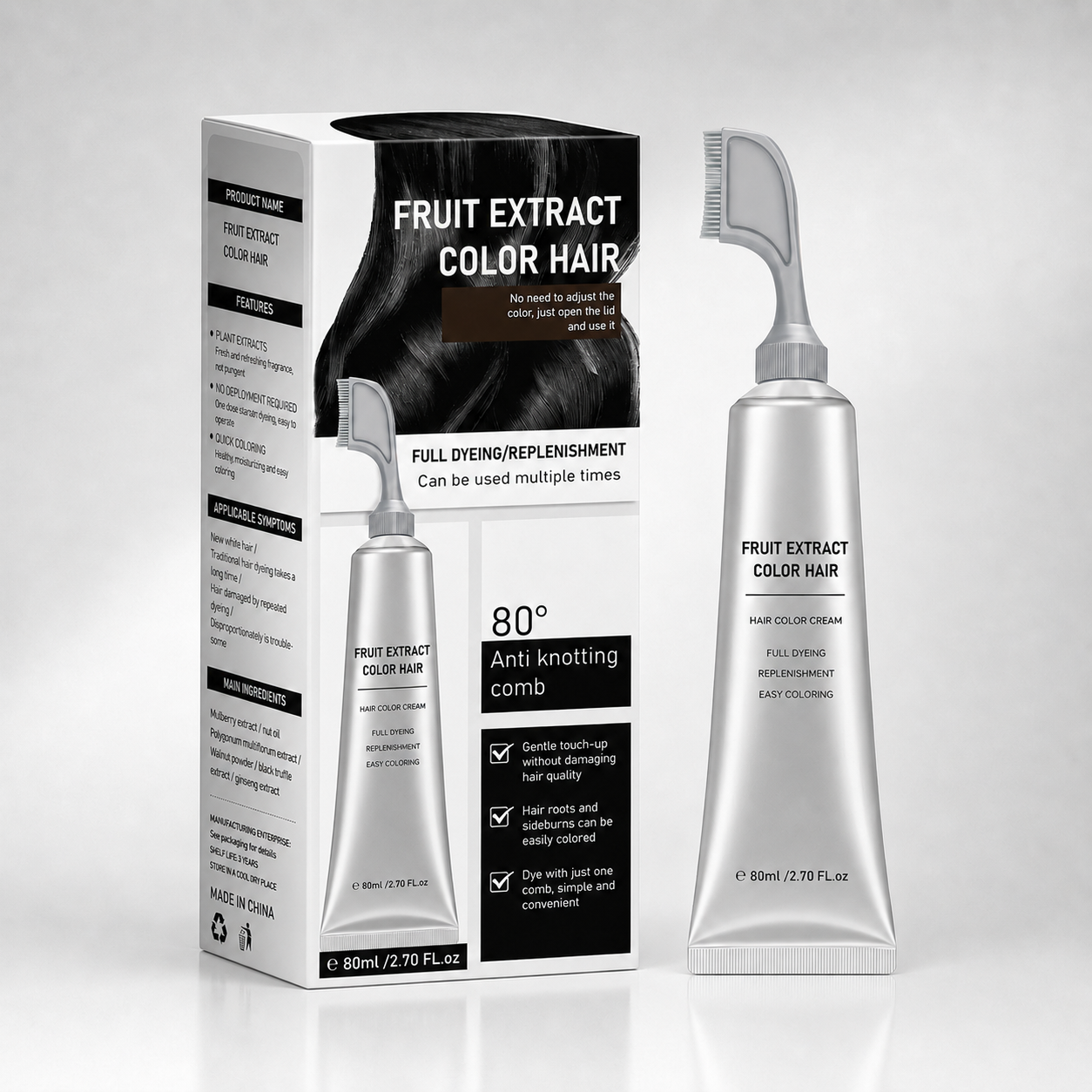 Plant-Based Comb Hair Dye - Natural Hair Dye Solution