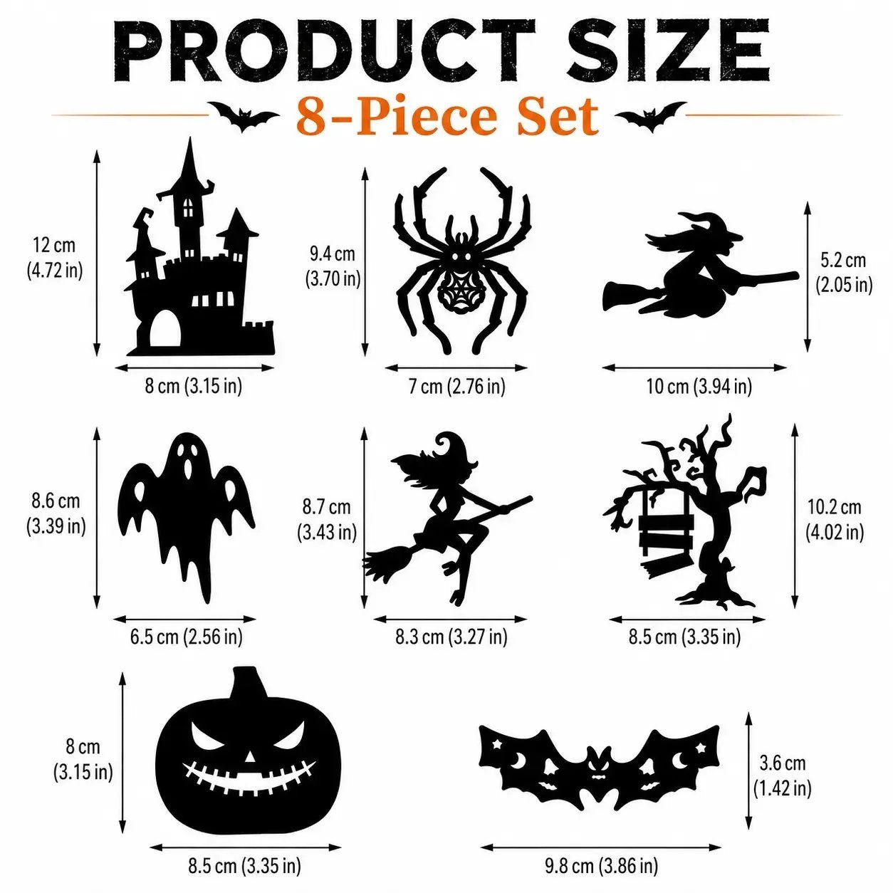 Renter-Friendly Peel & Stick Halloween LED Window Lights, No Drill No Residue, 8 Spooky Silhouette Designs
