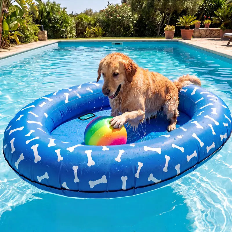 🐶 Large Blue Bone Inflatable Dog Pool Float