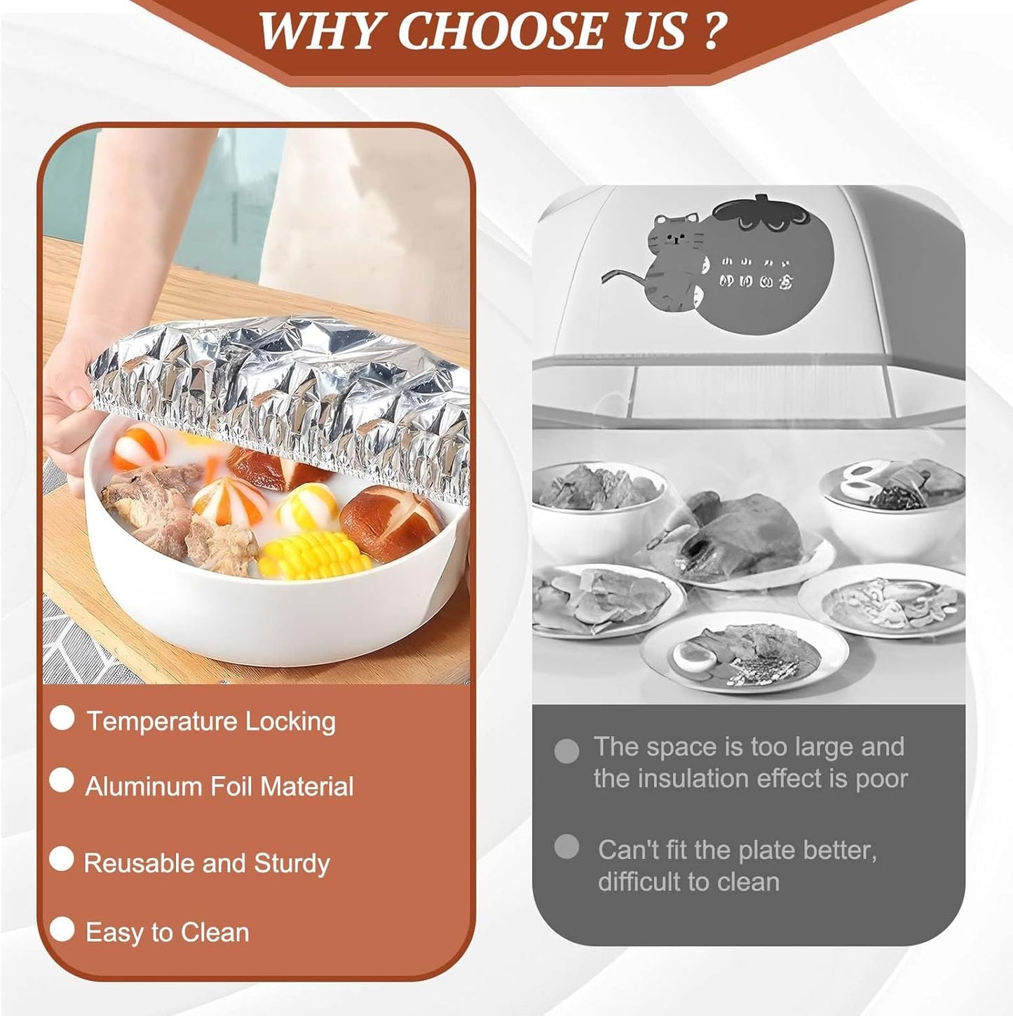 Home dining table & food container aluminum foil heat-retaining cover