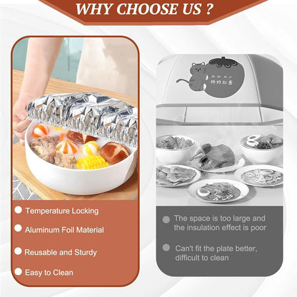 Home dining table & food container aluminum foil heat-retaining cover