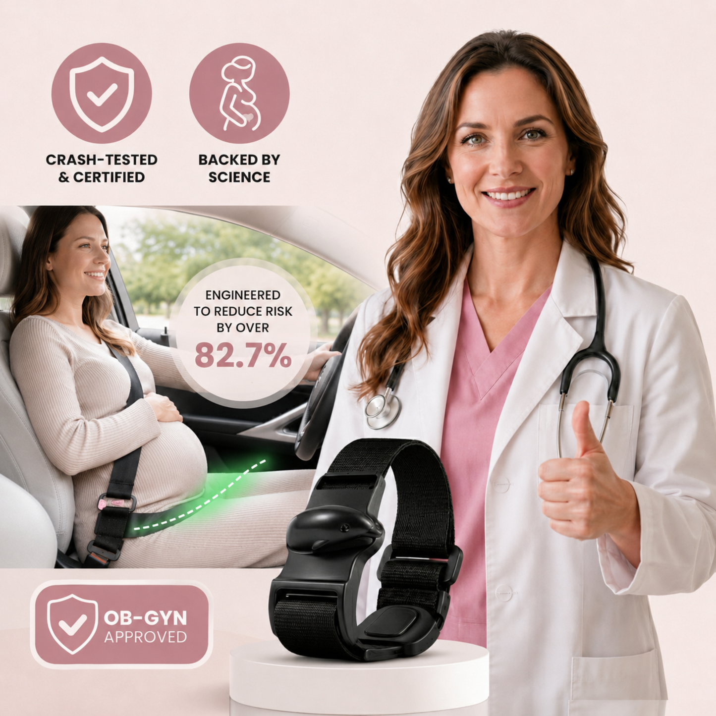 Pregnancy Seat Belt Adjuster, Belly Protection Strap for Expecting Mothers