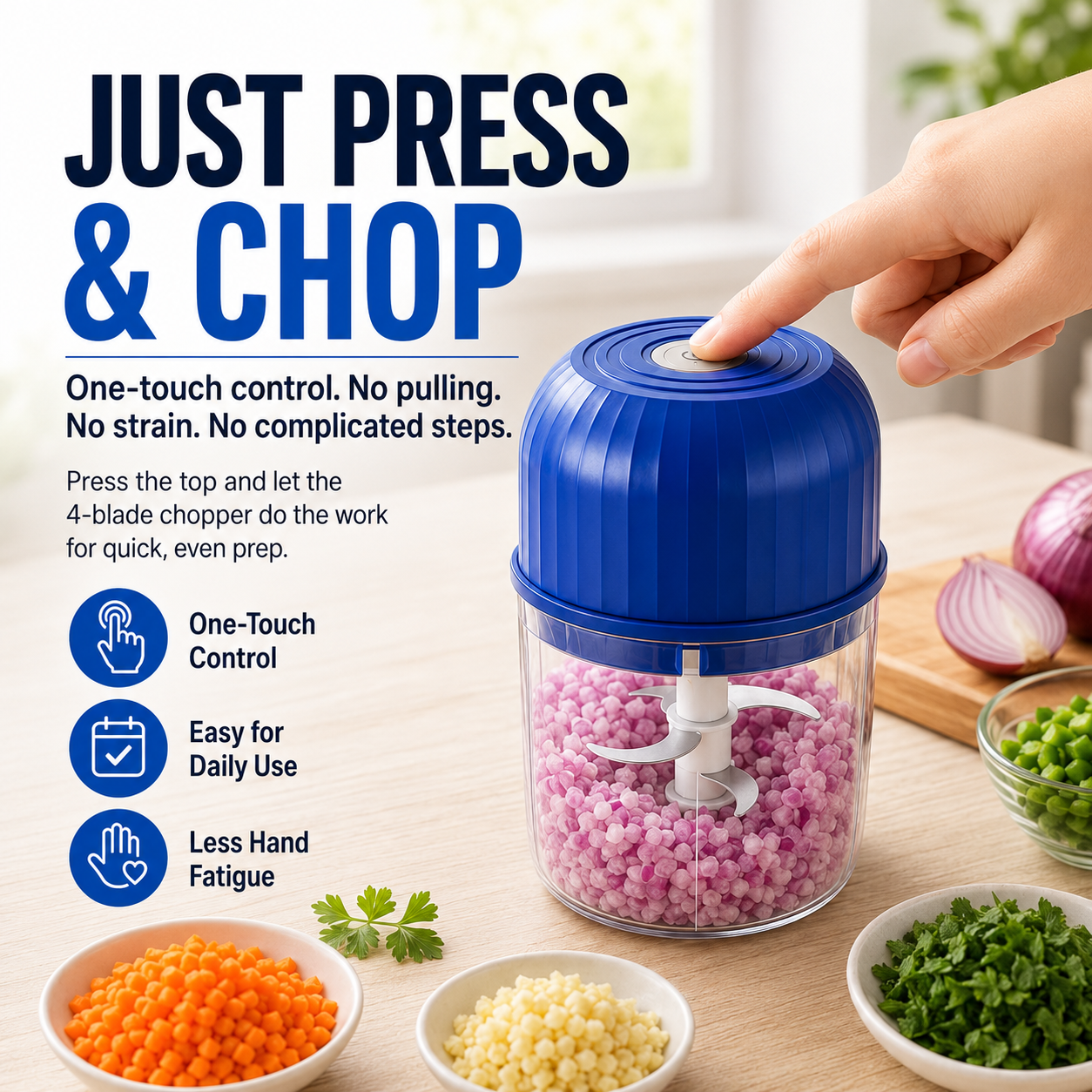 🔥Last Day 50% OFF — Cordless Multifunctional Mini Chopper with 4 Sharp Blades