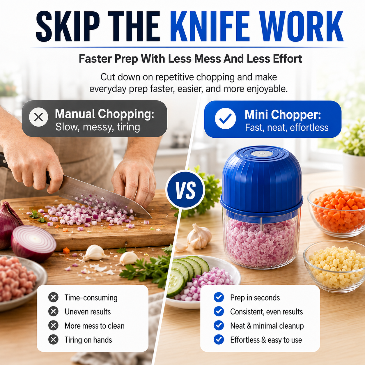 🔥Last Day 50% OFF — Cordless Multifunctional Mini Chopper with 4 Sharp Blades