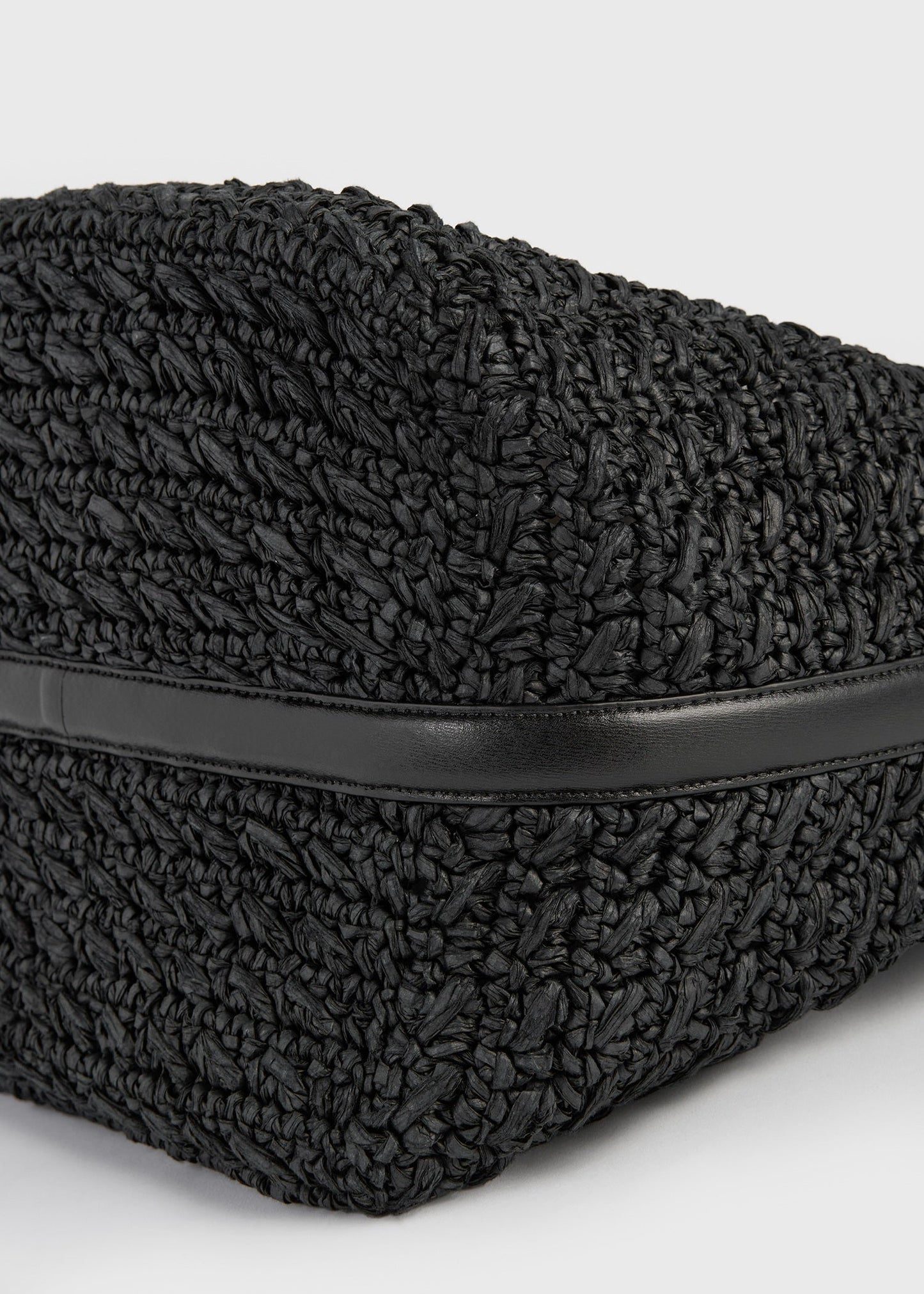Belted paper raffia tote black