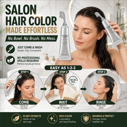 Plant-Based Comb Hair Dye - Natural Hair Dye Solution
