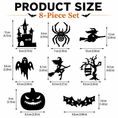 Renter-Friendly Peel & Stick Halloween LED Window Lights, No Drill No Residue, 8 Spooky Silhouette Designs